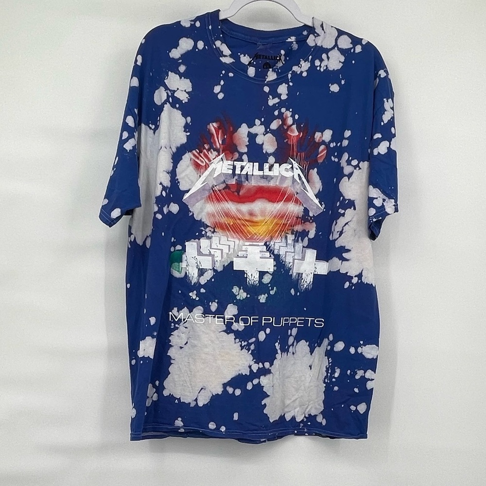 Metallica nwot blue bleach dye tie dye short sleeve tee